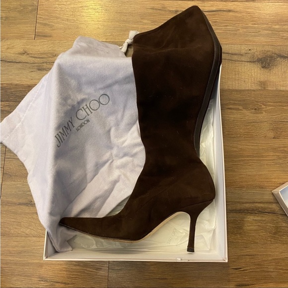 Jimmy Choo Coffee / Brown Suede Iris Boots - Picture 2 of 4